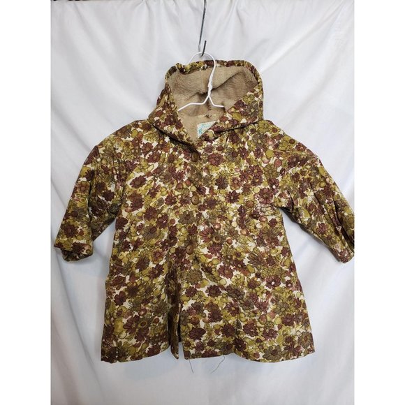 Vintage Penneys Toddlertime Coat Brown Floral - Picture 1 of 7